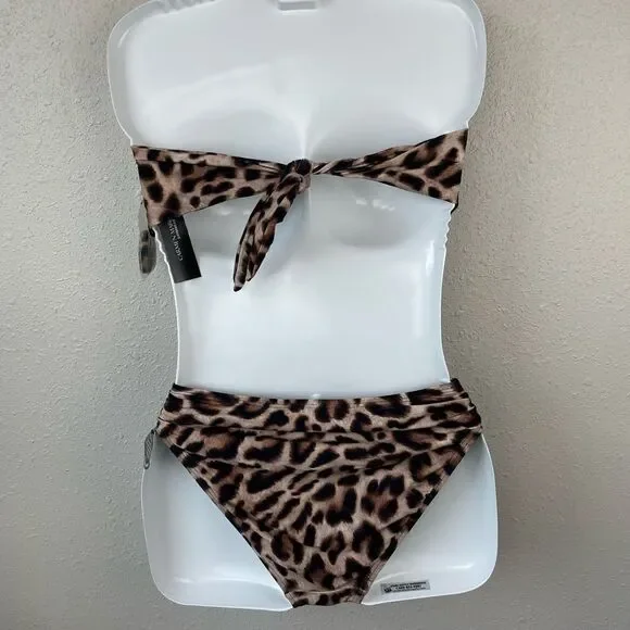 NWT Carmen Marc Valvo Tiger Print Bikini and Matching Bottoms Size XS